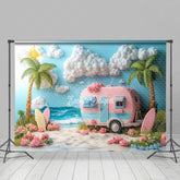 Lofaris Blue Sea Beach Truck Cartoon Summer Backdrop